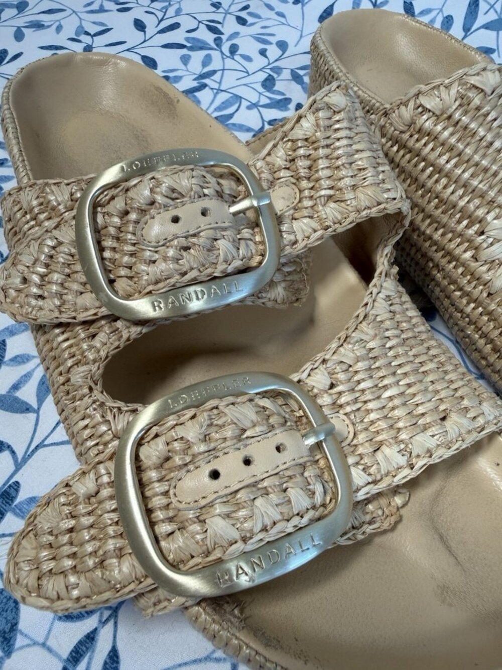 Loeffler Randall Theo Two Strap Chunky Woven Raffia Platform Sandals Size 8 - Picture 9 of 14